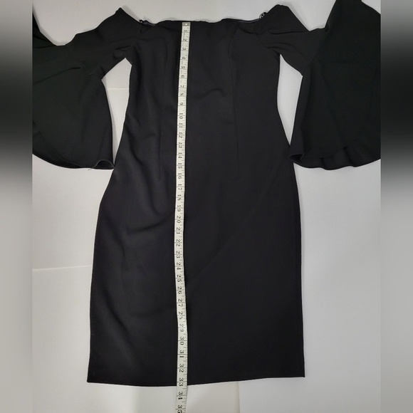 Calvin Klein Black Off the Shoulder 3/4 Bell Sleeve Whimsigoth Sheath Dress - Picture 5 of 15